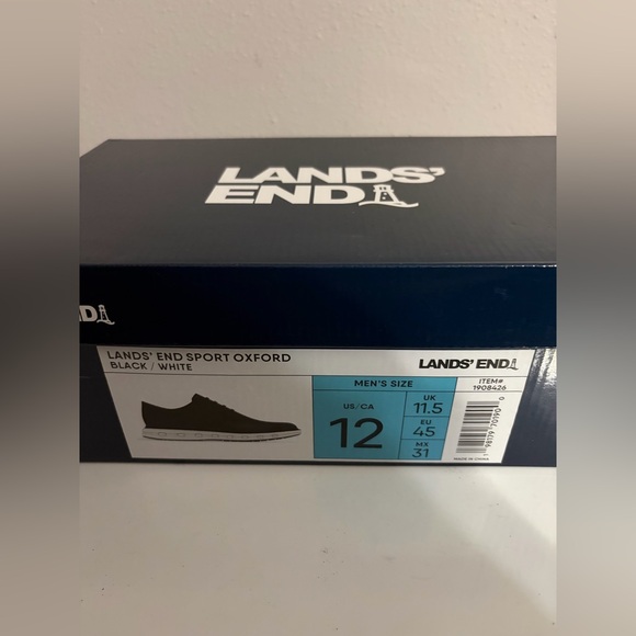 Lands' End Men’s Sport Oxford Shoes - Black/White. - Picture 3 of 11
